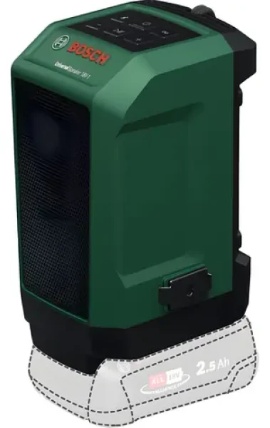 Bosch UniversalSpeaker 18V-1 zeleno-černá / Akumulátorový reproduktor / Bluetooth / 18V / bez baterie a nabíječky (06039G5000)