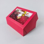 Dortisimo Vánoční dárková krabice červená s okénkem Santa v komíně (22,3 x 15,1 x 7,1 cm)