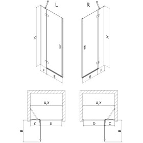 MEXEN/S - Mist-H sprchové dveře křídlové levé 95, transparent, zlatá kartáčovaná 8A5-095-000-55-00-L