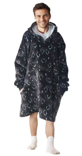 Cozy Noxxiez CH370 PC hráč potisk - hřejivá televizní mikinová deka s kapucí pro teenagery a dospělé (20-CH370)