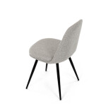 Židle jídelní, krémová látka, 360° otočný mechanismus, černý matný lak, kovové nohy