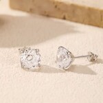 Stříbrné náušnice Ledová růže s čirým krystalem 6/8 mm, Bílá/čirá 8 mm