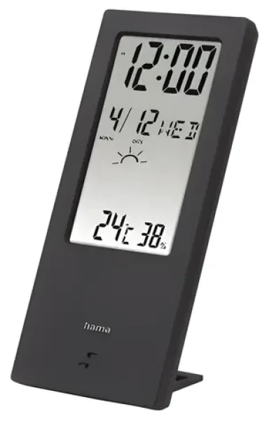 Hama TH-140 černá / Teploměr a vlhkoměr / ukazatel počasí / budík