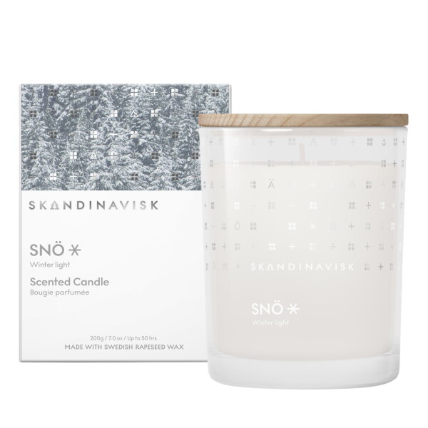 Skandinavisk SNÖ 200 g - SKANDINAVISK Vonná svíčka ve skle SNÖ (sníh) 200 g, bílá barva, sklo