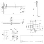 SAPHO - MINIMAL podomítkový sprchový set s pákovou baterií, 2 výstupy, nerez mat MI042-01