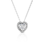 Elenys pozlacený náhrdelník Swarovski Srdce 18K bílé zlato