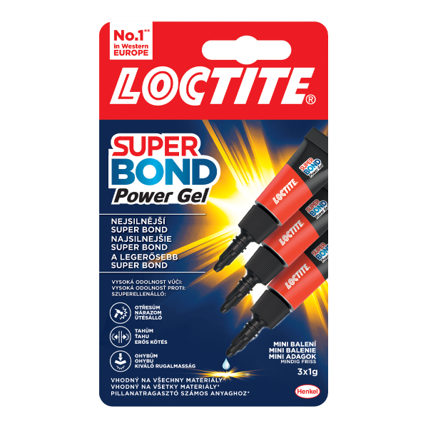 Henkel Loctite - Super Bond Power Gel Mini Trio, 3 x 1 g