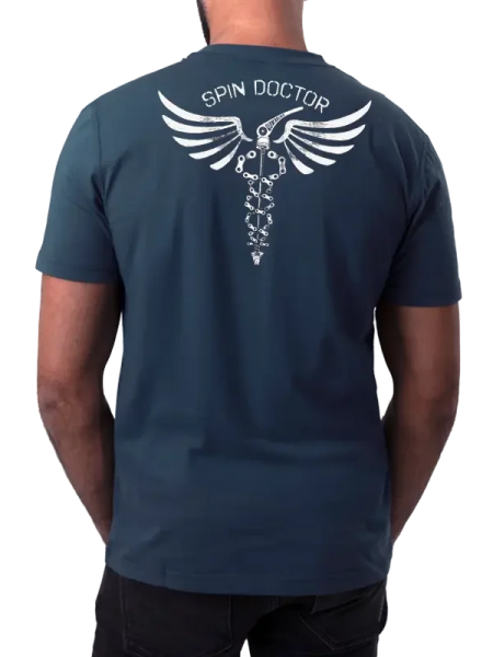 Bavlněné triko CYCOLOGY Spin Doctor, blue, pánské, krátký rukáv (Motiv Spin Doctor, velikost L)