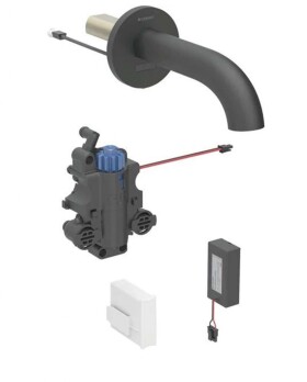 GEBERIT - Piave Termostatická elektronická umyvadlová baterie pod omítku, bateriové napájení, easy to clean, matná černá 116.288.14.1