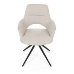 Židle jídelní, krémová látka, 360° vratný mechanismus, černý kov