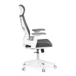 Židle kancelářská, tmavě šedá síťovina MESH, bílý plast, plastový kříž