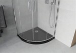 MEXEN/S - Rio čtvrtkruhový sprchový kout 90 x 90, mráz, chrom + vanička se sifonem Flat, černý 863-090-090-01-30-4170