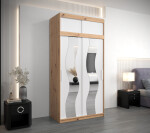 Šatní skříň Abi Se s nástavcem Barva korpusu: Černá, Rozměry: 180 cm, Dveře: Dub artisan