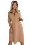 286-8 SANDY Košilové halenkové šaty s páskem - MOCHA MOUSSE S