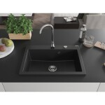MEXEN - Elix granitový dřez 1-miska 700 x 500 mm, černá, sifon chrom 6526701005-77