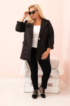 Dámská bunda Plus Size prošívaná s límcem a knoflíkem černá UNI