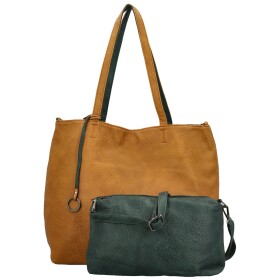 Trendy koženkový set kabelek Lexie, tmavě žlutý-zelený