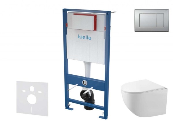 Kielle - Genesis Set předstěnové instalace, kompaktního klozetu Gaia, sedátka softclose a tlačítka Gemini III, matný chrom 30505SS56