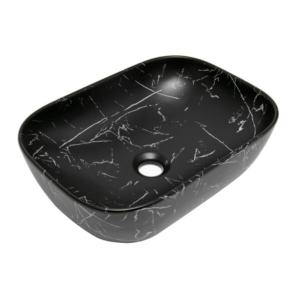 Umyvadlo na desku SAT Infinitio 45,5x32,5 cm mramor černá mat bez přepadu SATINF4532MRBKM SATINF4532MRBKM