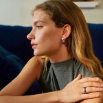 Náušnice s perlou, lapis lazuli a zirkony Aurelia, Modrá Bílá