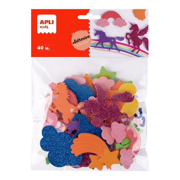 APLI pěnovka tvarová - jednorožci, samolepicí, mix motivů