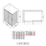 CERANO - Sprchový kout Lantono L/P - 8 mm - Soft-Close - černá matná, transparentní sklo - 130x90x195 - posuvný CER-433166