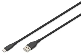 Digitus černá / Nabíjecí a datový kabel / USB-A - Lightning / silikonový / MFI / 1 m (AK-600108-010-S)