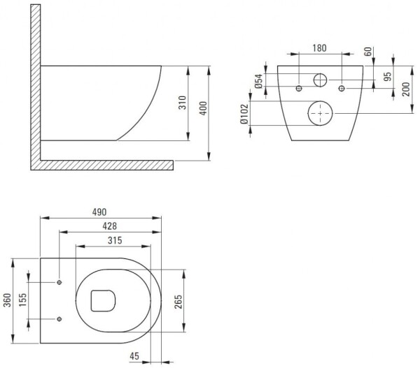 ALCADRAIN Renovmodul - předstěnový instalační systém s chromovým tlačítkem M1721 + WC DEANTE Jasmin se sedátkem RIMLESS AM115/1000 M1721 JA1