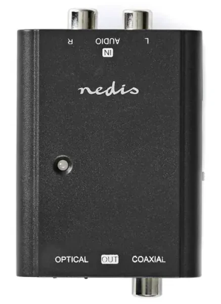 Nedis převodník analogového audia na digitální černý / Audio převodník / 2x RCA - RCA + Toslink (ACON2508BK)