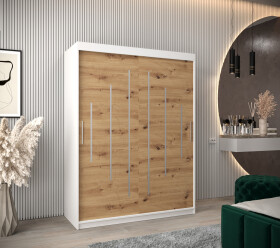 Šatní skříň Abi Y0 Barva korpusu: Bílá, Rozměry: 150 cm, Dveře: Dub artisan