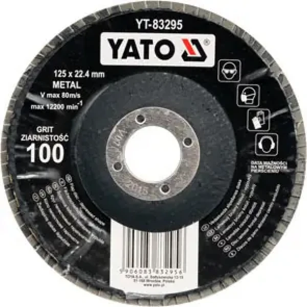 YATO Korundový lamelový kotouč vypouklý / Brusný kotouč / P100 / 125 x 22,2 mm