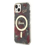 Pouzdro Guess PC/TPU Flowers IML MagSafe iPhone 14 Kaki