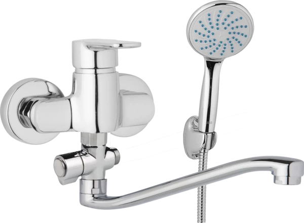 JB Sanitary Nástěnná umyvadlová a sprchová baterie MIRAM, rozteč 100 mm, otočný přepínač, s příslušenstvím, S ramínko 300 mm M10 32 41