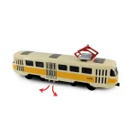 RAPPA 254244 Kovová česká retro tramvaj žlutá 16 cm-otevírací dveře