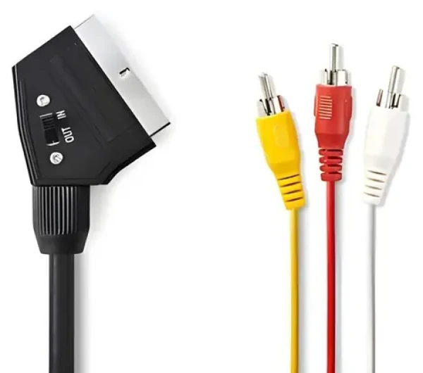 Nedis SCART - 3x RCA kabel černá / Kabel / přepínatelný / 480p / 1 m (CVGP31130BK10)