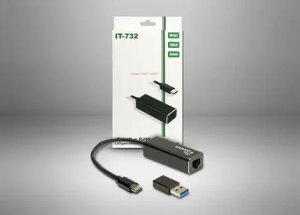 Inter-Tech Argus IT-732 černá / Adaptér / USB-C na RJ-45 / 2,5 Gigabit Ethernet / podpora WOL (88885593)