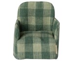 Maileg Křeslo pro myšky Maileg Green Check, zelená barva, papír, textil