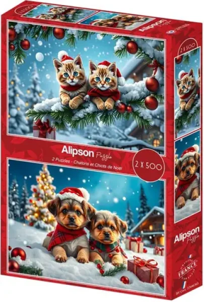 ALIPSON Puzzle Vánoční koťátka a štěňátka