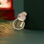 Vánoční brož se zirkony Sněhulák, Zlatá