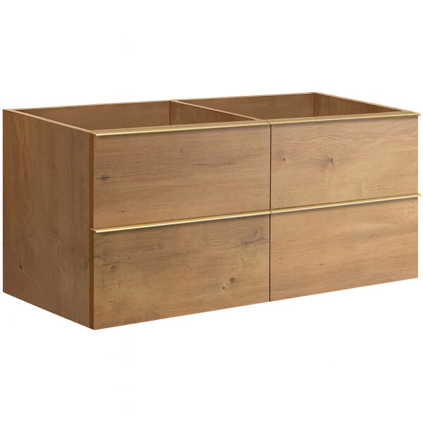 CERANO - Koupelnová skříňka pod umyvadlo s úchytkou Velora - dub medový, zlatá úchytka - 158x53x46,5 CER-665140
