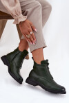 Zateplené dámské boty na zip s ozdobným prvkem tmavě zelené Roselle 38