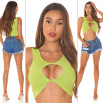 Sexy top Koucla Crop Top s výřezem ORANGE Einheitsgroesse