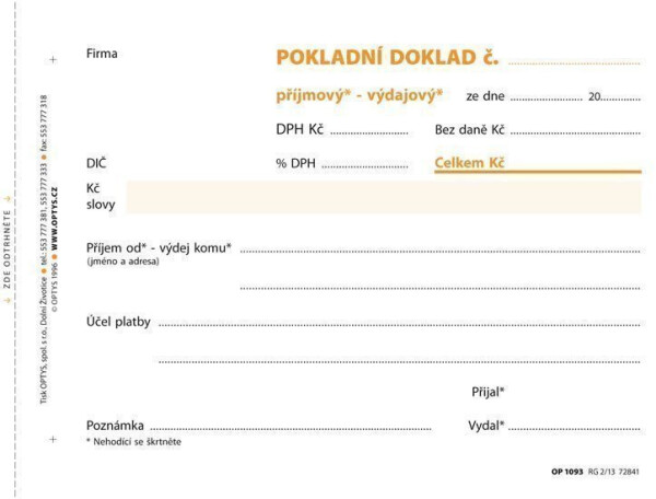 Univerzální pokladní doklad, A6, 100 listů, NCR
