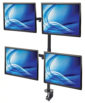 Manhattan Držák pro 4 monitory 13-32" černá / Stolní držák monitoru / VESA 75x75-100x100 mm / nosnost 32 kg (461566)