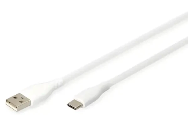 Digitus USB-C - USB-A bílá / Datový kabel / Silikonový / USB 2.0 / PD 60 W / 2 m (AK-300340-020-W)