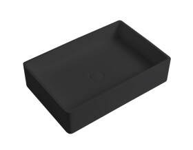 CERANO - Umyvadlo z litého mramoru Lacerta - na desku - černá matná - 60x40 CER-WB05B