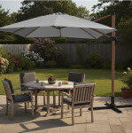 Šedý zahradní slunečník 3 x 3 m ROMA - boční slunečník s naklápěním