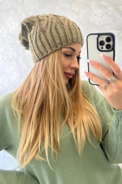 Čepice s fleecem Paulina K227 khaki - Oliwier UNI