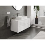 MEXEN/S - Orio koupelnová skříňka pod umyvadlo 100 cm s deskou, 2 zásuvky, bílá lesk 91A10-10047-2-BFFC00