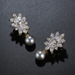 Náušnice Swarovski Elements Sasha - perla, Bílá/čirá